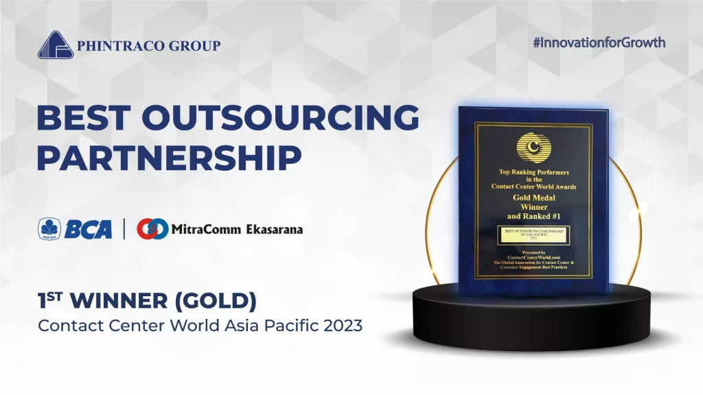 MitraComm Ekasarana Raih Penghargaan Best Outsourcing Partnership pada Contact Center World Award Asia Pacific 2023